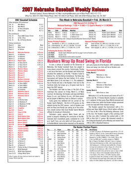 2007 Nebraska Baseball Weekly Release