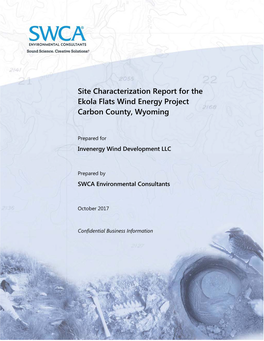 Site Characterization Report for the Ekola Flats Wind Energy Project Carbon County, Wyoming