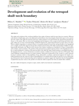 Development and Evolution of the Tetrapod Skull–Neck Boundary