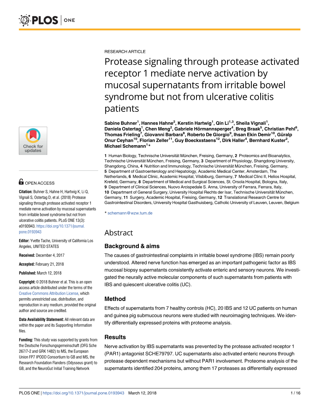 Protease Signaling Through Protease Activated Receptor 1 Mediate Nerve