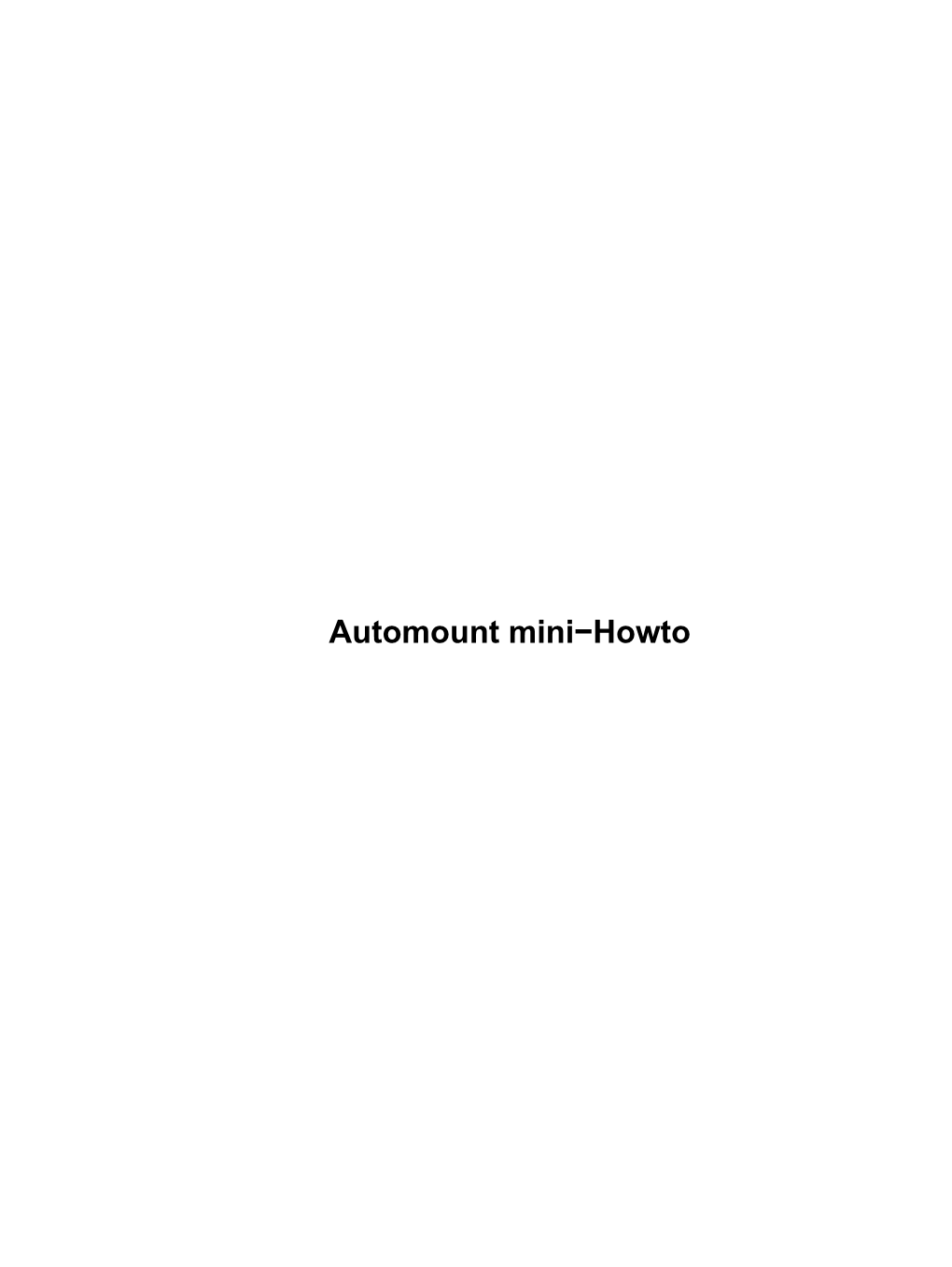 Automount Mini-Howto