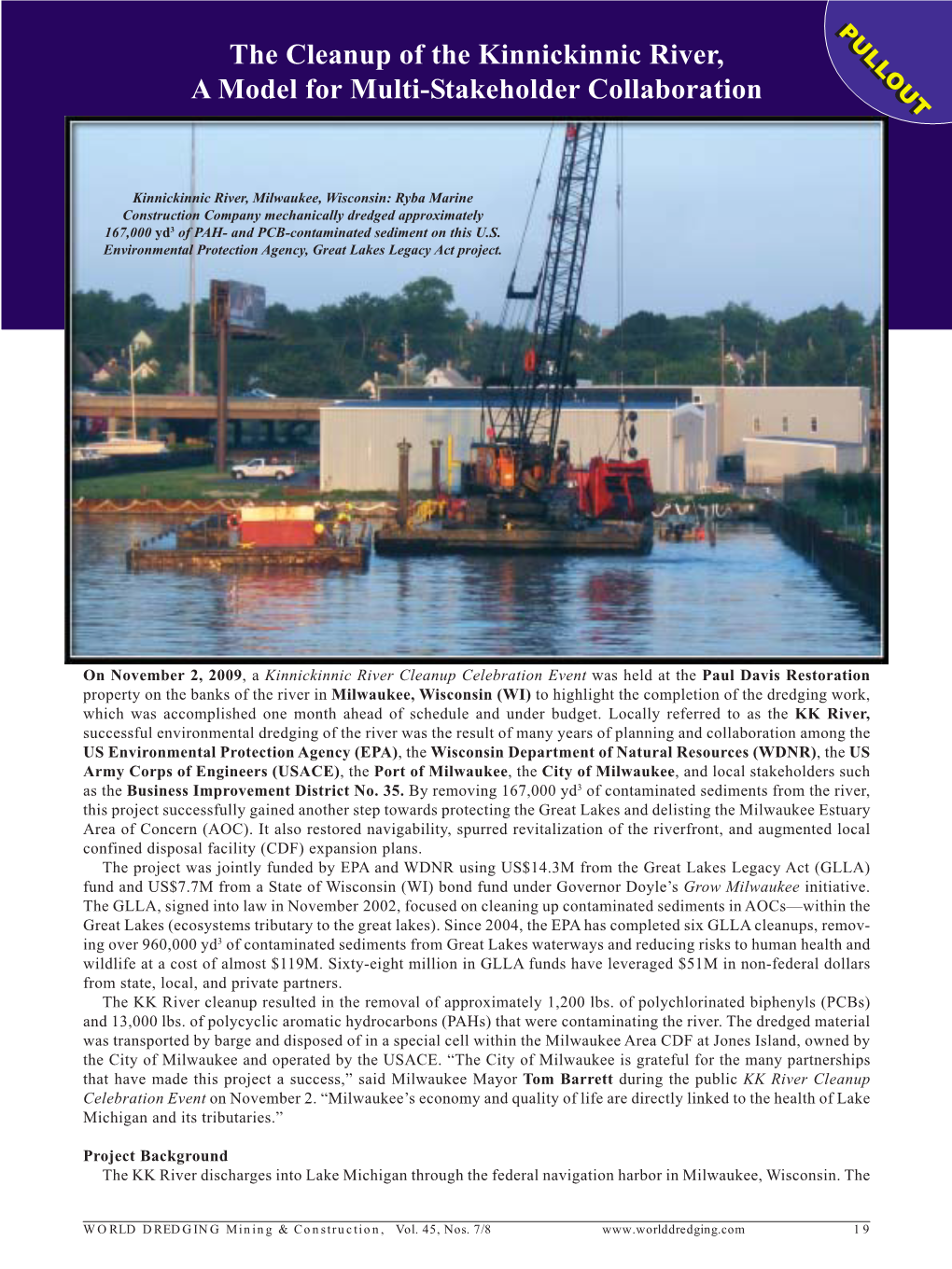 World Dredging — Kinnickinnic River Article