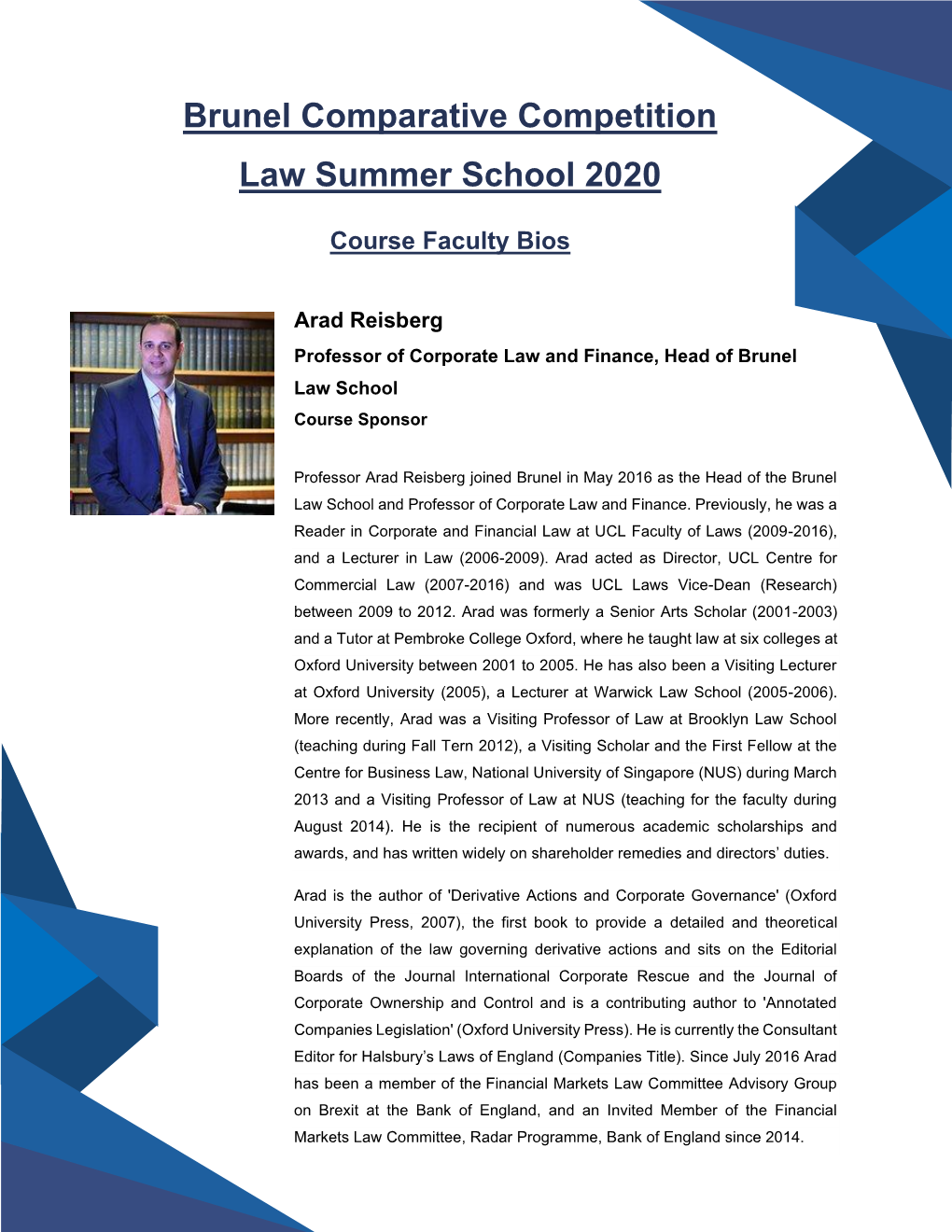 Brunel Comparative Competition Law Summer School 2020