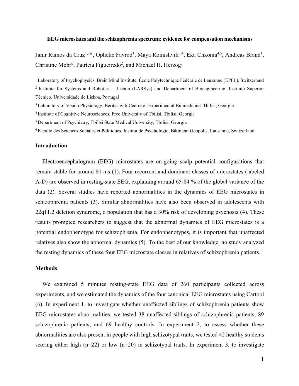 1 EEG Microstates and the Schizophrenia Spectrum