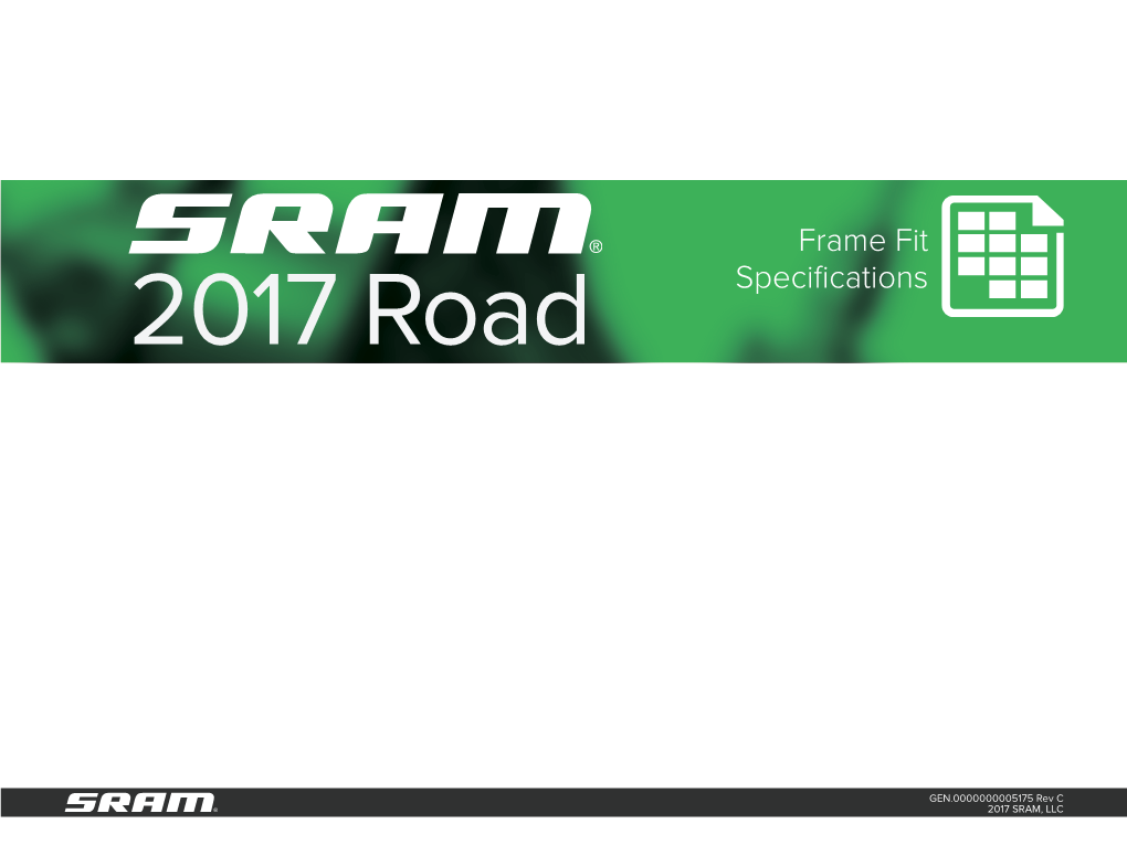 Frame Fit Specifications 2017 Road