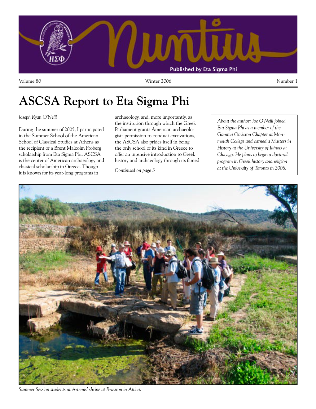 ASCSA Report to Eta Sigma Phi