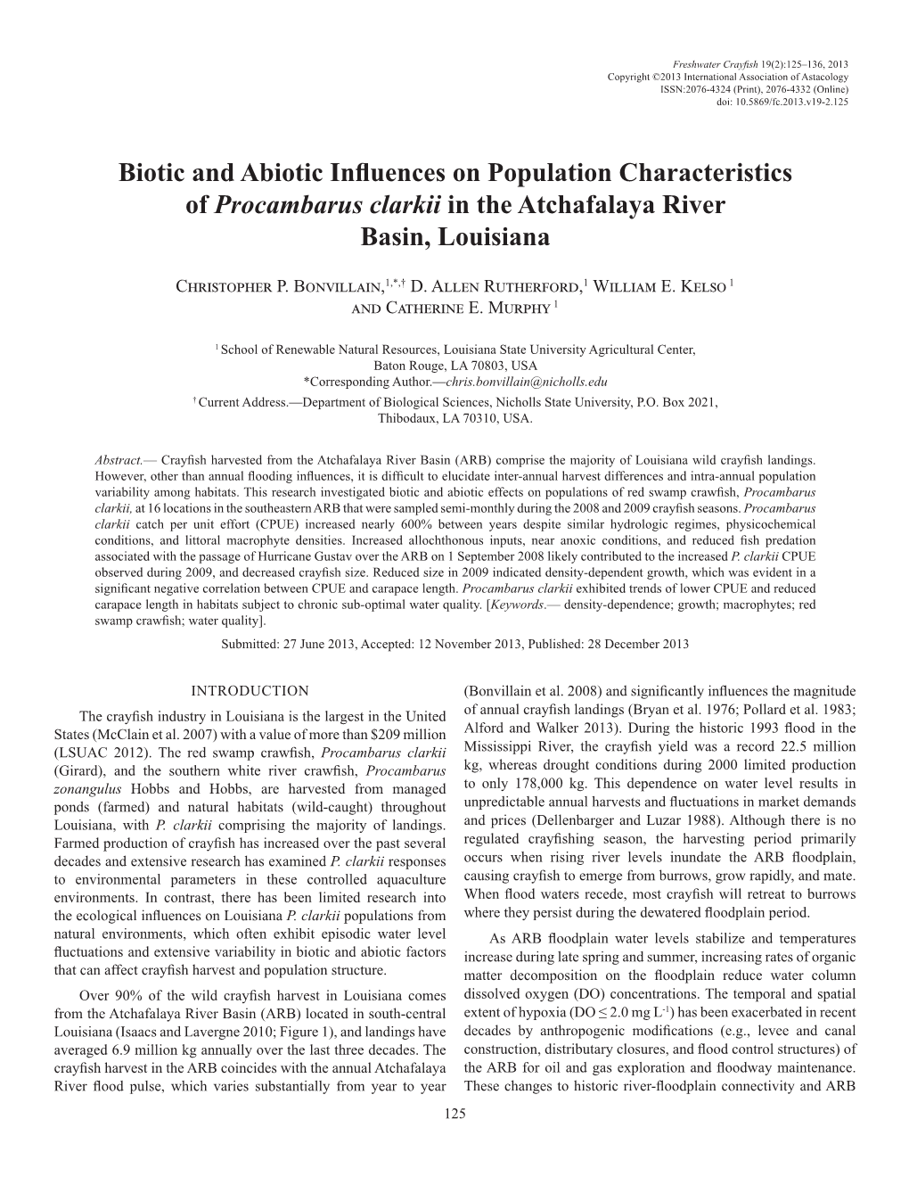 Biotic and Abiotic Effects on Population Characteristics Of