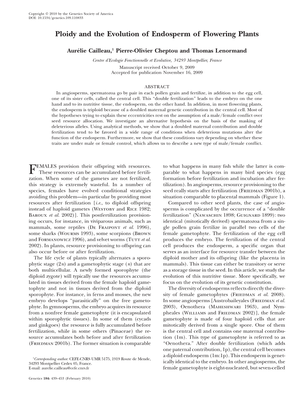 Ploidy and the Evolution of Endosperm of Flowering Plants