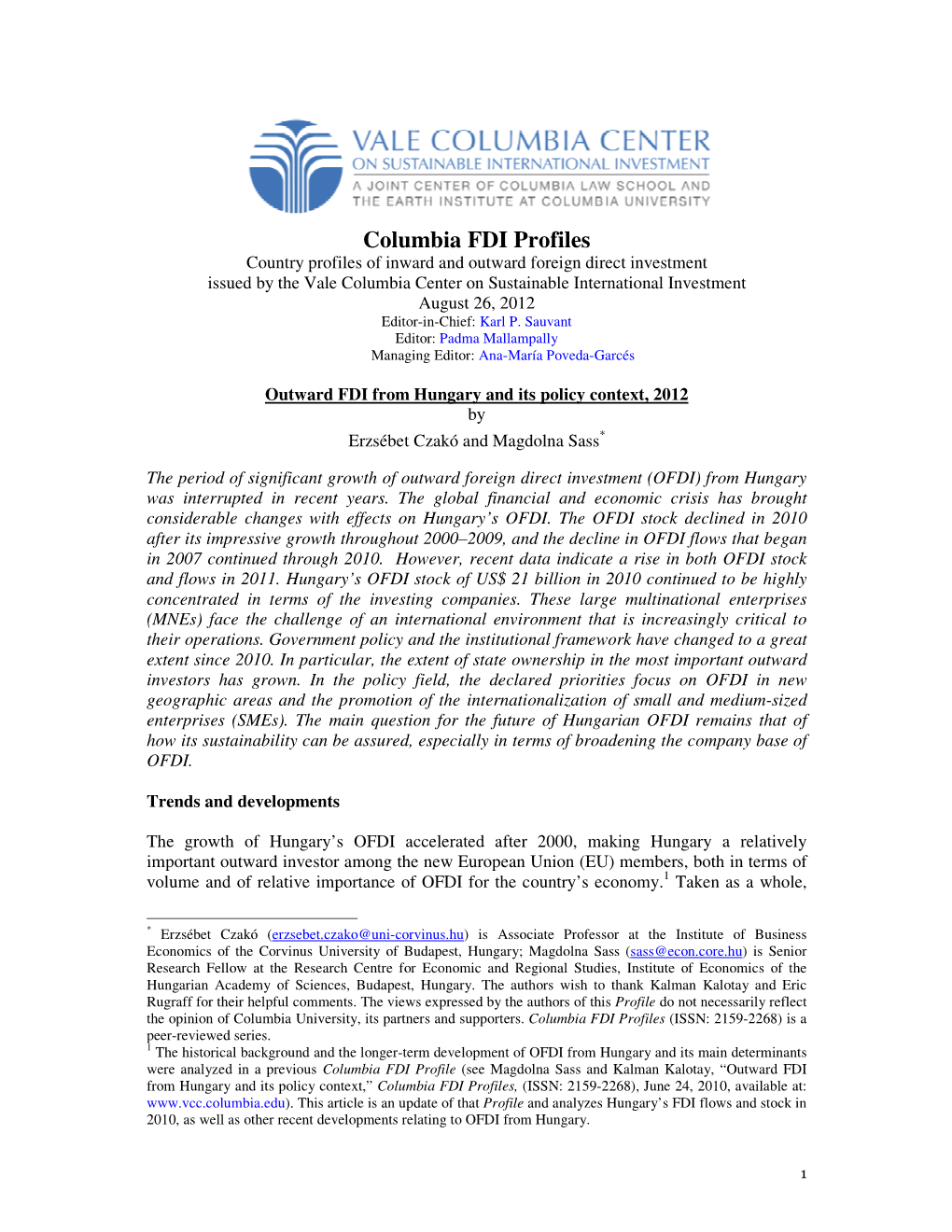 Columbia FDI Profiles