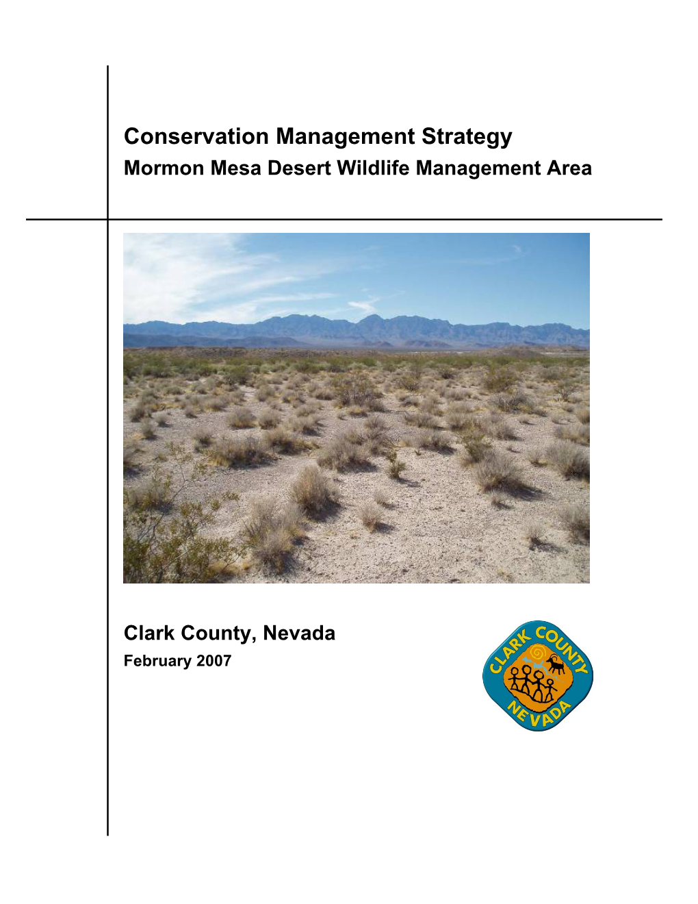 Conservation Management Strategy Mormon Mesa Desert Wildlife Management Area