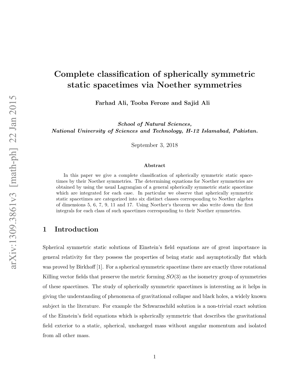 Complete Classification of Spherically Symmetric Static Spacetimes Via