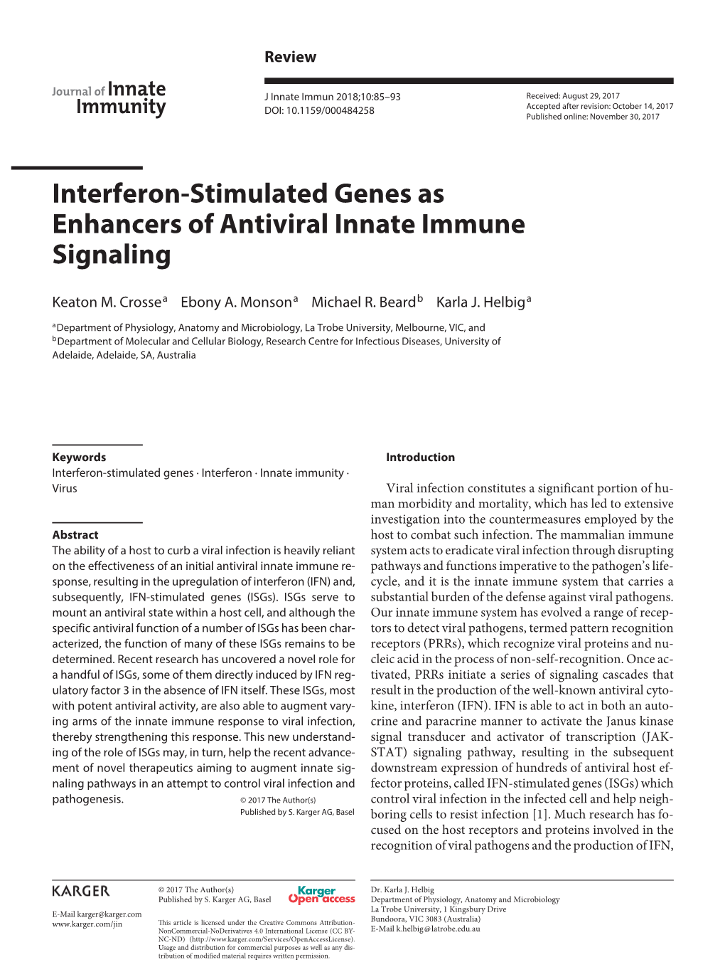 Interferon-Stimulated Genes As Enhancers of Antiviral Innate Immune Signaling