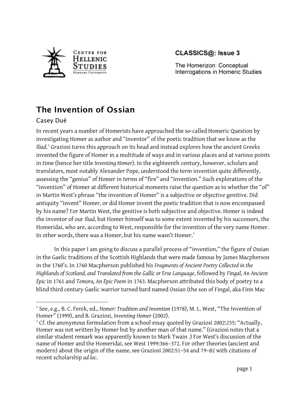 The Invention of Ossian