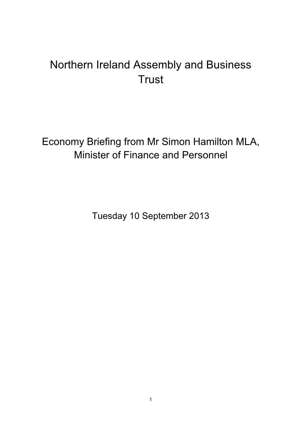 View Transcript of the Minister's Briefing