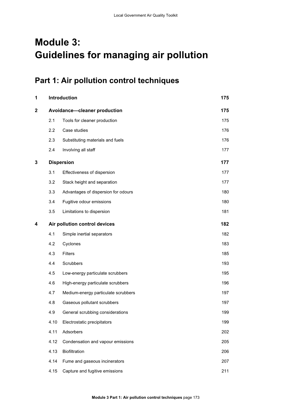 Part 1: Air Pollution Control Techniques