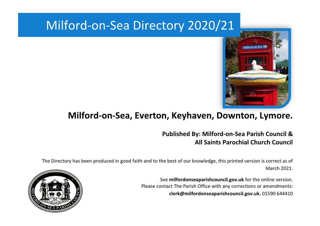 Milford-On-Sea Directory 2020/21