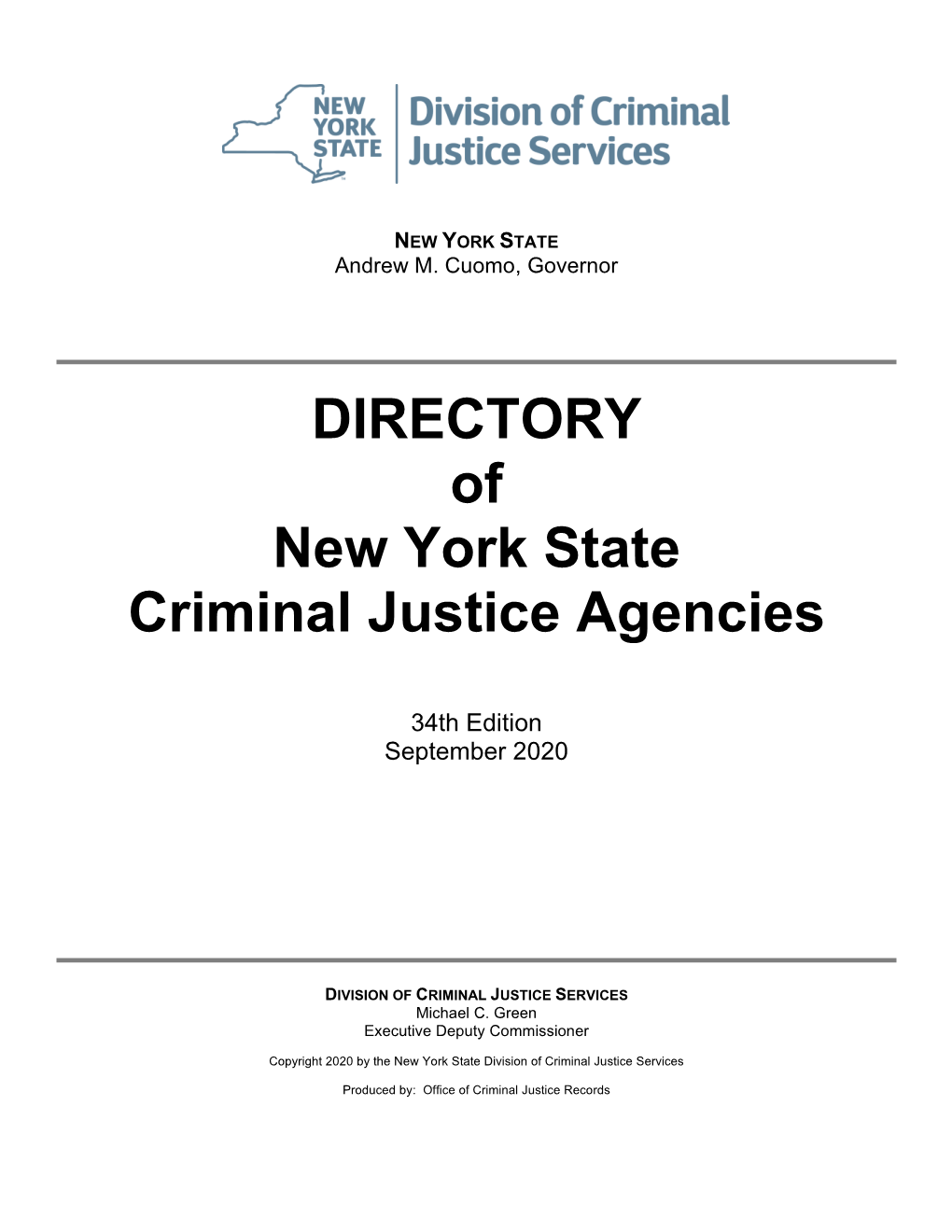 DIRECTORY of New York State Criminal Justice Agencies