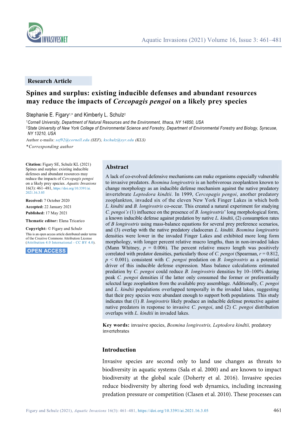 Existing Inducible Defenses and Abundant Resources May Reduce the Impacts of Cercopagis Pengoi on a Likely Prey Species