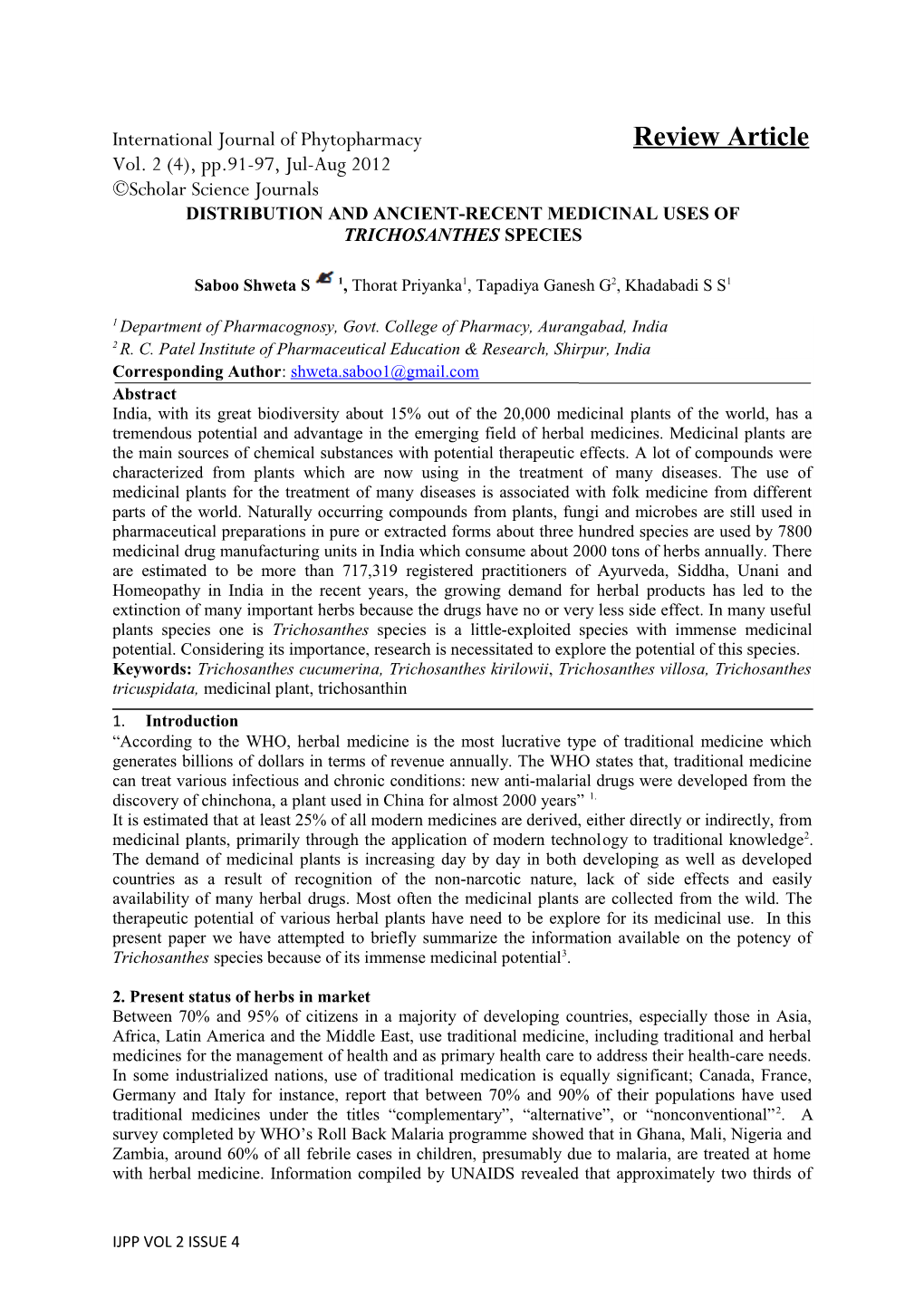 Isolation and Hplc Method Development for Filixic Acid