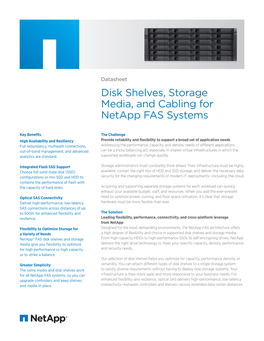 Disk Shelves, Storage Media and Cabling for Netapp FAS Systems