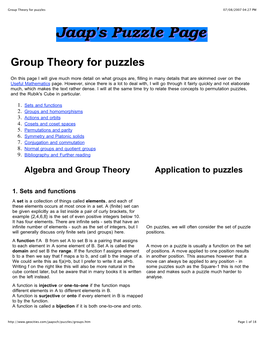 Group Theory for Puzzles 07/08/2007 04:27 PM