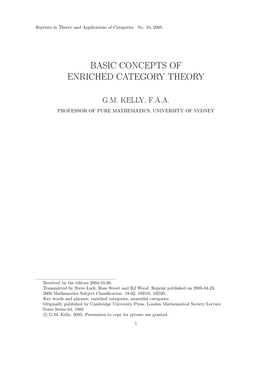 Basic Concepts of Enriched Category Theory