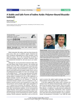 A Stable and Safe Form of Iodine Azide: Polymer-Bound Bisazido- Iodate(I)