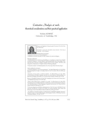 Contrastive Analysis at Work: Theoretical Considerations and Their Practical Application
