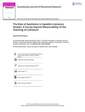 The Role of Aesthetics in Swedish Literature Studies: a Survey Beyond Measurability of the Teaching of Literature