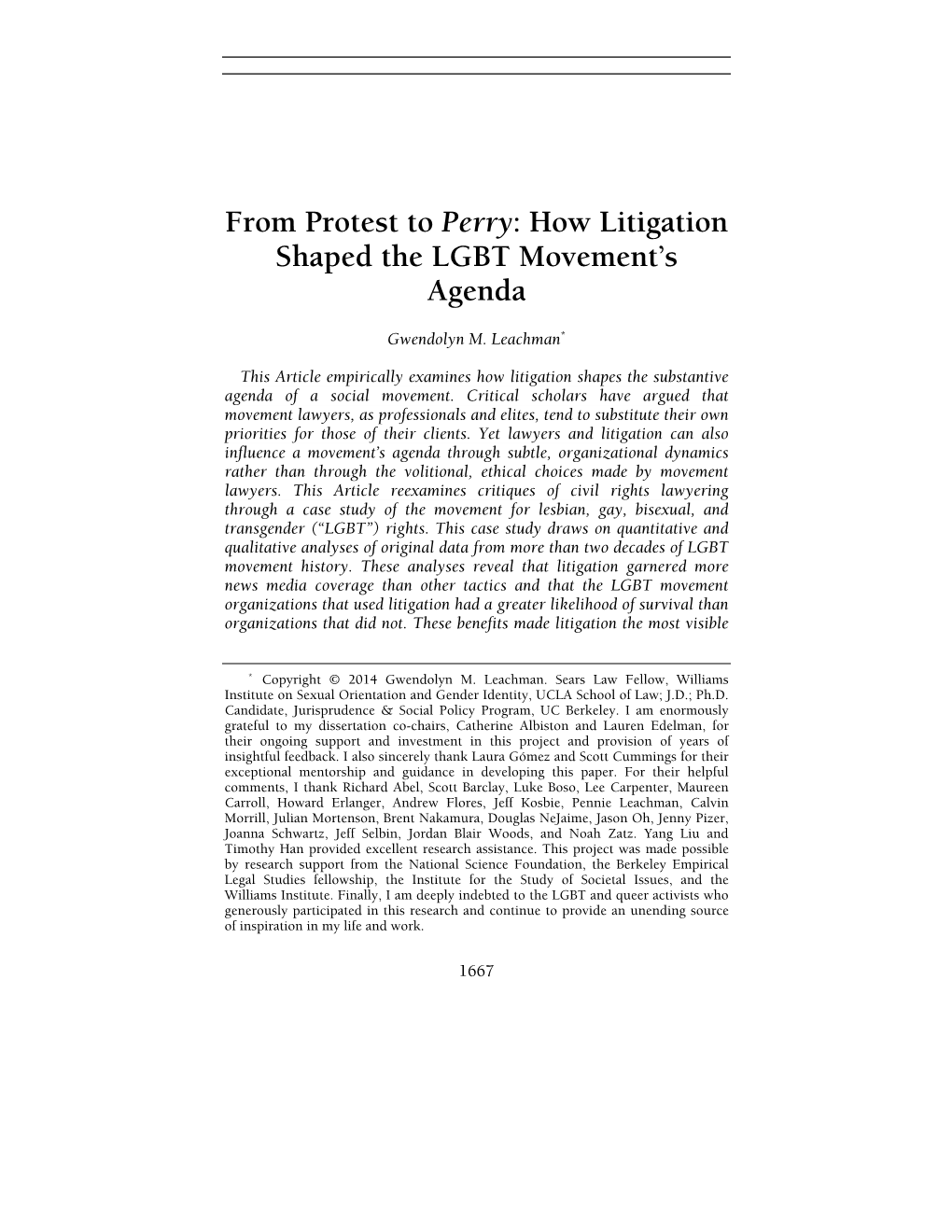 From Protest to Perry: How Litigation Shaped the LGBT Movement's