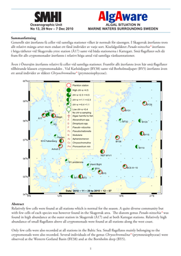 Algaware Oceanographic Unit ALGAL SITUATION in No 13, 29 Nov – 7 Dec 2010 MARINE WATERS SURROUNDING SWEDEN