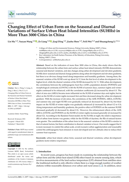 Changing Effect of Urban Form on the Seasonal and Diurnal Variations of Surface Urban Heat Island Intensities (Suhiis) in More Than 3000 Cities in China