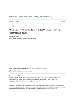 The Legacy of the Coldwater-Narrows Reserve (1830-1836)