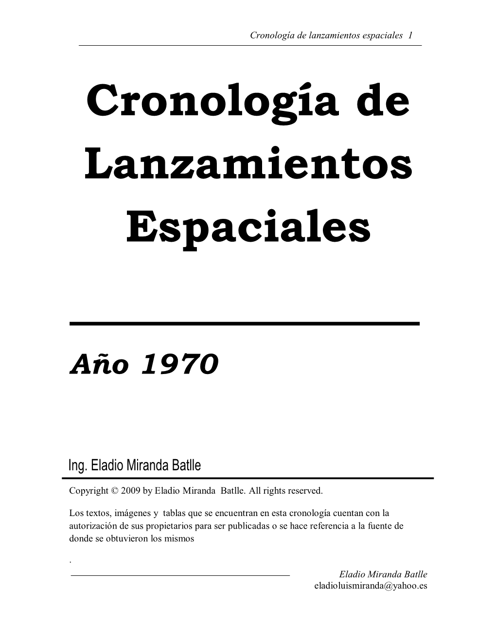 Cronología De Lanzamientos Espaciales 1