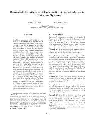 Symmetric Relations and Cardinality-Bounded Multisets in Database Systems