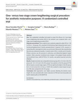 Versus Two‐Stage Crown Lengthening Surgical Procedure for Aesthetic Restorative Purposes: a Randomized Controlled Trial