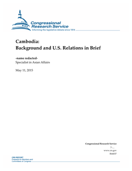 Cambodia: Background and U.S. Relations in Brief