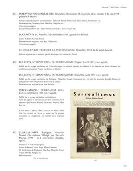 431. INTERVENTION SURRÉALISTE. Bruxelles, Documents 34, Nouvelle Série, Numéro 1 De Juin 1934 ; Grand In-8 Broché