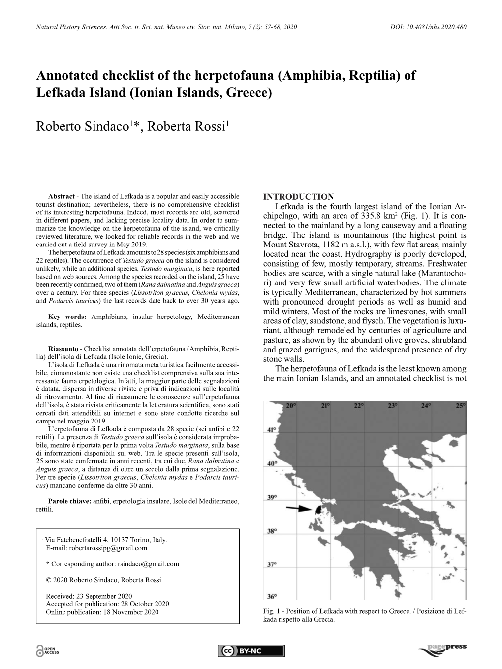 Annotated Checklist of the Herpetofauna (Amphibia, Reptilia) of Lefkada Island (Ionian Islands, Greece)