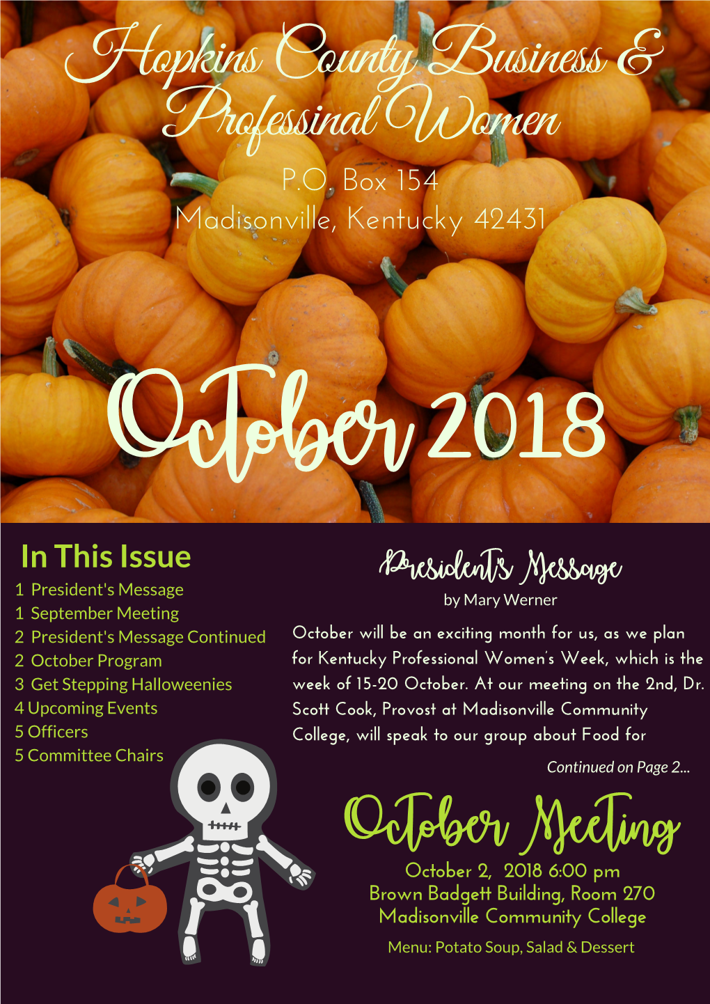 October 2018 Newsletter