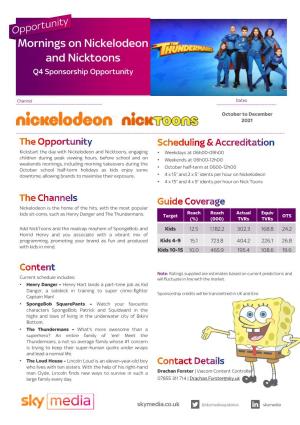 Mornings on Nickelodeon and Nicktoons Q4 Sponsorship Opportunity