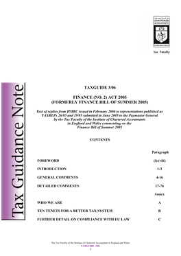 Taxguide 3/06 Finance (No. 2) Act 2005 (Formerly Finance Bill of Summer 2005)