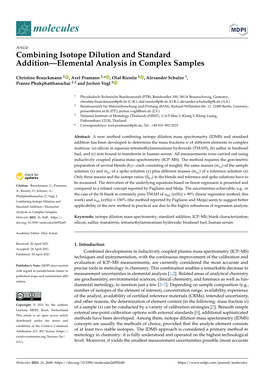 Combining Isotope Dilution and Standard Addition—Elemental Analysis in Complex Samples