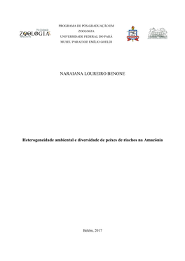 NARAIANA LOUREIRO BENONE Heterogeneidade Ambiental E