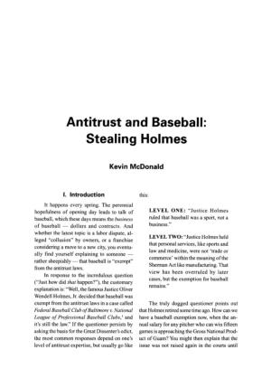 Antitrust and Baseball: Stealing Holmes