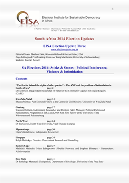 South Africa 2014 Election Updates