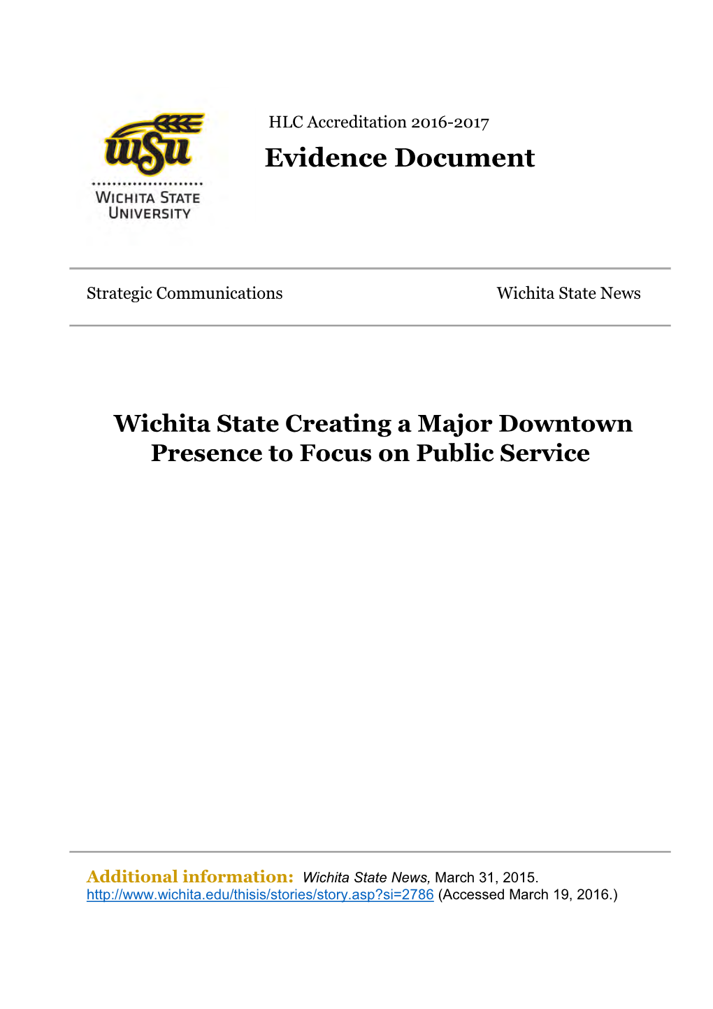 Wichita State Creating a Major Downtown Presence to Focus on Public Service