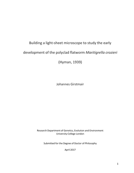 Building a Light-Sheet Microscope to Study the Early Development of the Polyclad Flatworm Maritigrella Crozieri (Hyman, 1939)