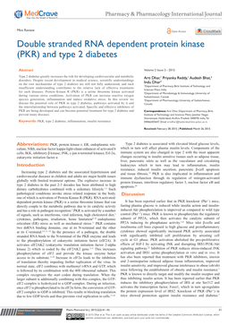 Double Stranded RNA Dependent Protein Kinase (PKR) and Type 2 Diabetes