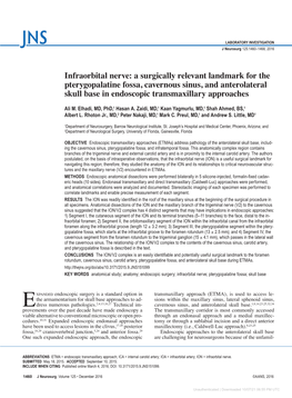 Infraorbital Nerve: a Surgically Relevant Landmark for the Pterygopalatine